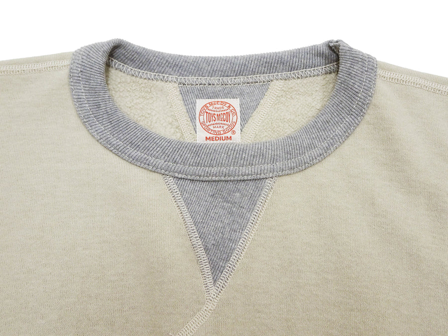 TOYS McCOY Men's Solid Color Loopwheel Sweatshirt - Vintage-Inspired, Tubular Knit Fleece - Made in Japan (TMC2566 040 Sand)