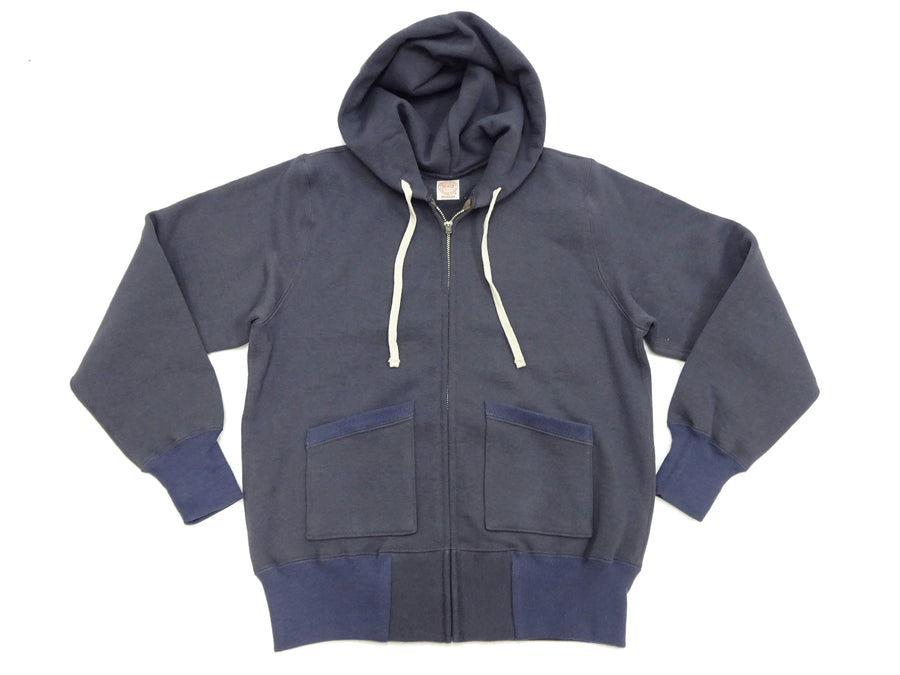 TOYS McCOY Men's Heavyweight Full Zip Hoodie - Vintage-Style Zip-Up Solid Hooded Sweatshirt TMC2567 141 Faded Navy-Gray