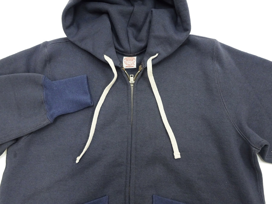 TOYS McCOY Men's Heavyweight Full Zip Hoodie - Vintage-Style Zip-Up Solid Hooded Sweatshirt TMC2567 141 Faded Navy-Gray