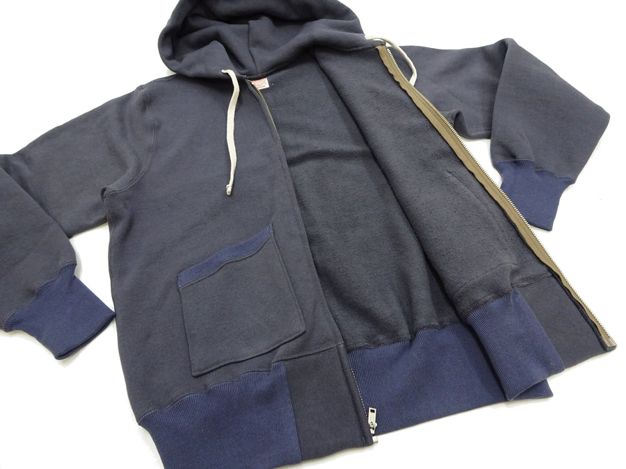 TOYS McCOY Men's Heavyweight Full Zip Hoodie - Vintage-Style Zip-Up Solid Hooded Sweatshirt TMC2567 141 Faded Navy-Gray