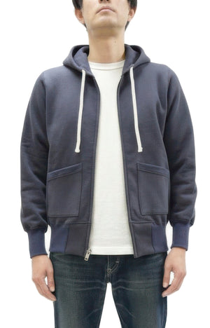 TOYS McCOY Men's Heavyweight Full Zip Hoodie - Vintage-Style Zip-Up Solid Hooded Sweatshirt TMC2567 141 Faded Navy-Gray