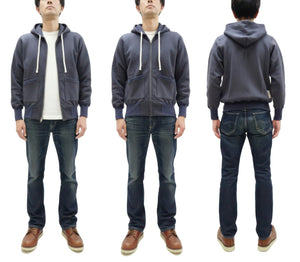 TOYS McCOY Men's Heavyweight Full Zip Hoodie - Vintage-Style Zip-Up Solid Hooded Sweatshirt TMC2567 141 Faded Navy-Gray