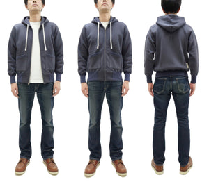 TOYS McCOY Men's Heavyweight Full Zip Hoodie - Vintage-Style Zip-Up Solid Hooded Sweatshirt TMC2567 141 Faded Navy-Gray