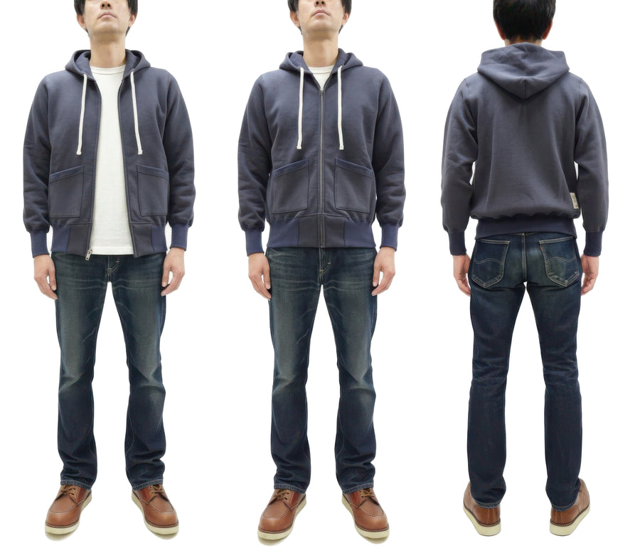 TOYS McCOY Men's Heavyweight Full Zip Hoodie - Vintage-Style Zip-Up Solid Hooded Sweatshirt TMC2567 141 Faded Navy-Gray