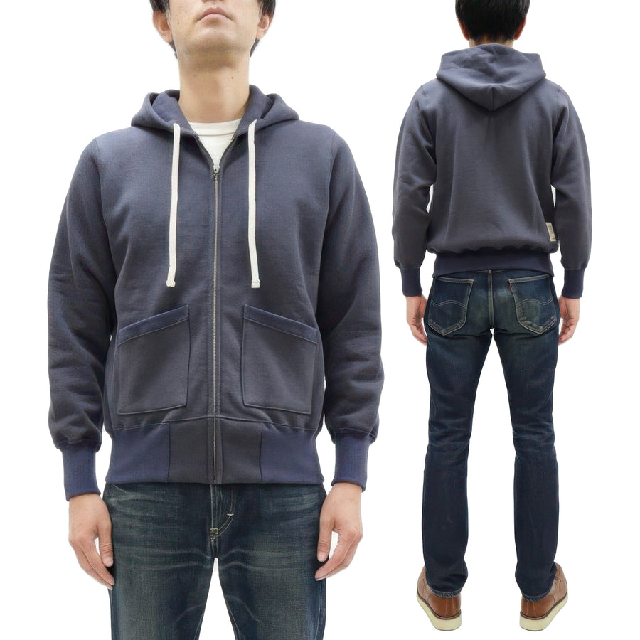 TOYS McCOY Men's Heavyweight Full Zip Hoodie - Vintage-Style Zip-Up Solid Hooded Sweatshirt TMC2567 141 Faded Navy-Gray