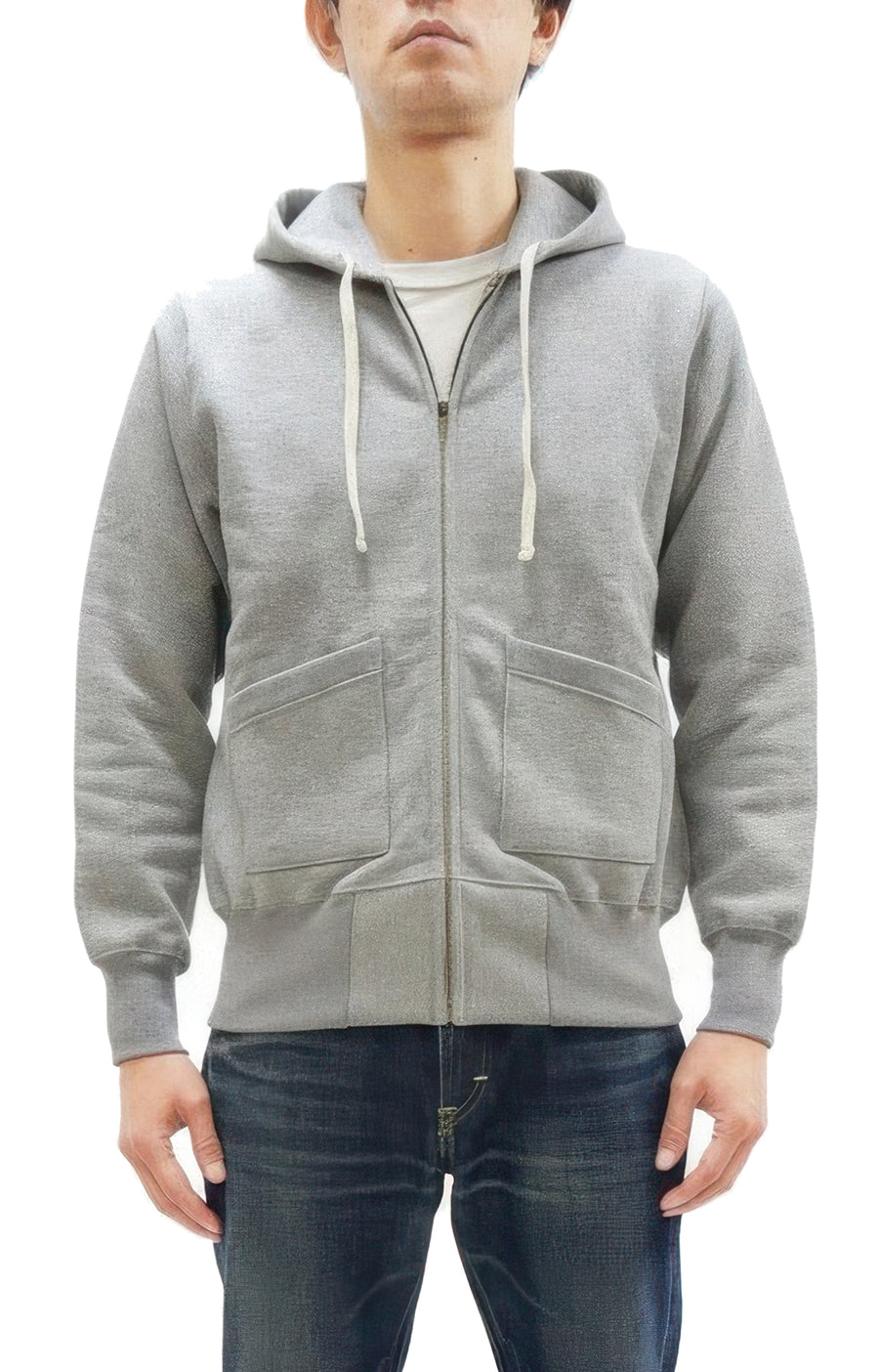 TOYS McCOY Men's Heavyweight Full Zip Hoodie - Vintage-Style Zip-Up Solid Hooded Sweatshirt TMC2567 020 Heather Gray