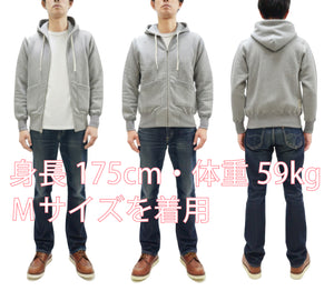 TOYS McCOY Men's Heavyweight Full Zip Hoodie - Vintage-Style Zip-Up Solid Hooded Sweatshirt TMC2567 020 Heather Gray