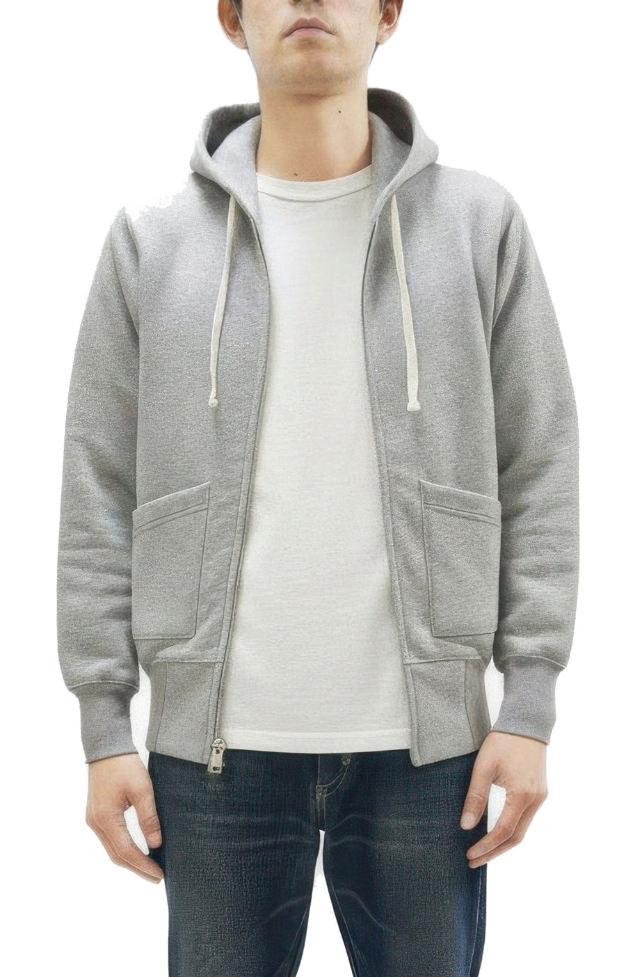 TOYS McCOY Men's Heavyweight Full Zip Hoodie - Vintage-Style Zip-Up Solid Hooded Sweatshirt TMC2567 020 Heather Gray