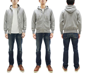 TOYS McCOY Men's Heavyweight Full Zip Hoodie - Vintage-Style Zip-Up Solid Hooded Sweatshirt TMC2567 020 Heather Gray