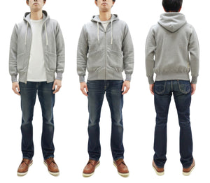 TOYS McCOY Men's Heavyweight Full Zip Hoodie - Vintage-Style Zip-Up Solid Hooded Sweatshirt TMC2567 020 Heather Gray