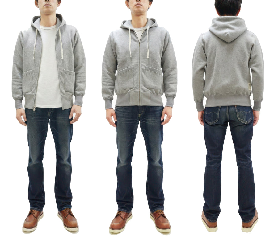 TOYS McCOY Men's Heavyweight Full Zip Hoodie - Vintage-Style Zip-Up Solid Hooded Sweatshirt TMC2567 020 Heather Gray
