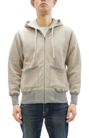 TOYS McCOY Men's Heavyweight Full Zip Hoodie - Vintage-Style Zip-Up Solid Hooded Sweatshirt TMC2567 040 Sand-Beige