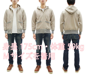 TOYS McCOY Men's Heavyweight Full Zip Hoodie - Vintage-Style Zip-Up Solid Hooded Sweatshirt TMC2567 040 Sand-Beige