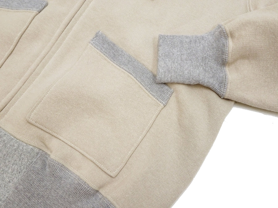 TOYS McCOY Men's Heavyweight Full Zip Hoodie - Vintage-Style Zip-Up Solid Hooded Sweatshirt TMC2567 040 Sand-Beige