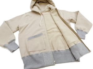 TOYS McCOY Men's Heavyweight Full Zip Hoodie - Vintage-Style Zip-Up Solid Hooded Sweatshirt TMC2567 040 Sand-Beige