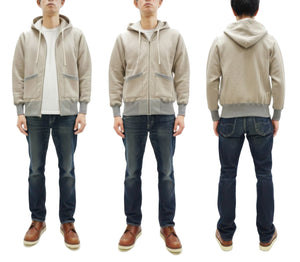 TOYS McCOY Men's Heavyweight Full Zip Hoodie - Vintage-Style Zip-Up Solid Hooded Sweatshirt TMC2567 040 Sand-Beige