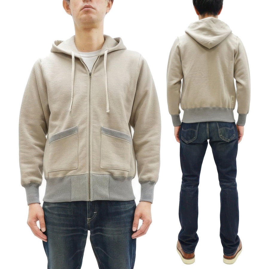 TOYS McCOY Men's Heavyweight Full Zip Hoodie - Vintage-Style Zip-Up Solid Hooded Sweatshirt TMC2567 040 Sand-Beige