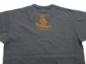 TOYS McCOY Men's Felix the Cat U.S. Navy Graphic Short Sleeve T-Shirt - Loopwheel Tubular Jersey, Garment Dyed, Made in Japan (TMC2601 030 Muted Black)