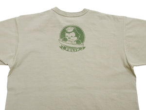 TOYS McCOY Men's Felix the Cat U.S. Navy Graphic Short Sleeve T-Shirt - Loopwheel Tubular Jersey, Garment Dyed, Made in Japan (TMC2601 041 Muted Sand Beige)