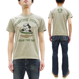 TOYS McCOY Men's Felix the Cat U.S. Navy Graphic Short Sleeve T-Shirt - Loopwheel Tubular Jersey, Garment Dyed, Made in Japan (TMC2601 041 Muted Sand Beige)