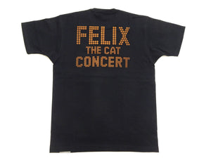 TOYS McCOY Felix the Cat "Rock & Roll" Short Sleeve Loopwheel Graphic T-Shirt - Made in Japan, Tubular Knit, Unwashed Finish (TMC2602 030 Black)