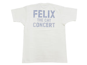 TOYS McCOY Felix the Cat "Rock & Roll" Short Sleeve Loopwheel Graphic T-Shirt - Made in Japan, Tubular Knit, Unwashed Finish (TMC2602 011 Off-White)