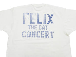TOYS McCOY Felix the Cat "Rock & Roll" Short Sleeve Loopwheel Graphic T-Shirt - Made in Japan, Tubular Knit, Unwashed Finish (TMC2602 011 Off-White)