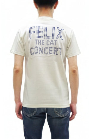 TOYS McCOY Felix the Cat "Rock & Roll" Short Sleeve Loopwheel Graphic T-Shirt - Made in Japan, Tubular Knit, Unwashed Finish (TMC2602 011 Off-White)
