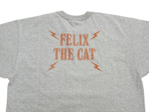 TOYS McCOY Men's Felix the Cat Short-Sleeve Graphic T-Shirt, Garment-Dyed Loopwheel Tubular Tee, Made in Japan (TMC2603 020 Ash Gray)