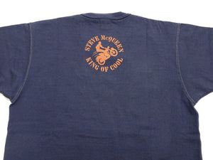 TOYS McCOY Men's Short-Sleeve Steve McQueen Graphic T-Shirt, Tubular Knit Jersey, One-Wash, Made in Japan (TMC2605 120 Muted Blue)