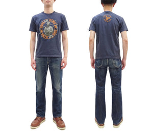 TOYS McCOY Men's Short-Sleeve Steve McQueen Graphic T-Shirt, Tubular Knit Jersey, One-Wash, Made in Japan (TMC2605 120 Muted Blue)