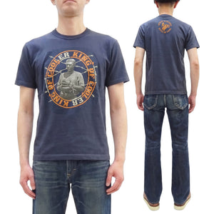 TOYS McCOY Men's Short-Sleeve Steve McQueen Graphic T-Shirt, Tubular Knit Jersey, One-Wash, Made in Japan (TMC2605 120 Muted Blue)