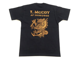 TOYS McCOY Men's Short Sleeve Military Graphic Vintage-Inspired T-Shirt, Loopwheel Tubular Tee with V-Gusset, Unwashed Finish, Made in Japan (TMC2608 030 Black)