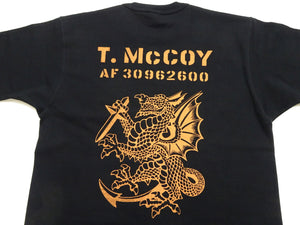 TOYS McCOY Men's Short Sleeve Military Graphic Vintage-Inspired T-Shirt, Loopwheel Tubular Tee with V-Gusset, Unwashed Finish, Made in Japan (TMC2608 030 Black)