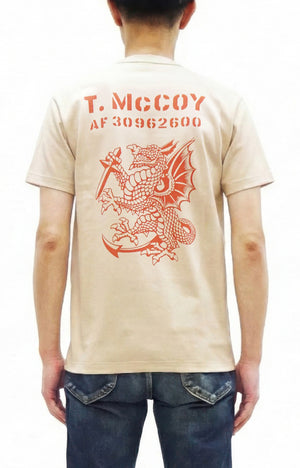 TOYS McCOY Men's Short Sleeve Military Graphic Vintage-Inspired T-Shirt, Loopwheel Tubular Tee with V-Gusset, Unwashed Finish, Made in Japan (TMC2608 041 Beige)