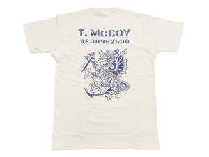 TOYS McCOY Men's Short Sleeve Military Graphic Vintage-Inspired T-Shirt, Loopwheel Tubular Tee with V-Gusset, Unwashed Finish, Made in Japan (TMC2608 011 Off White)