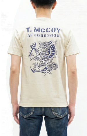 TOYS McCOY Men's Short Sleeve Military Graphic Vintage-Inspired T-Shirt, Loopwheel Tubular Tee with V-Gusset, Unwashed Finish, Made in Japan (TMC2608 011 Off White)