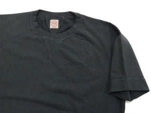 TOYS McCOY Men's Short Sleeve Raglan Sweatshirt, Garment-Dyed Loopback French Terry, V-Gusset Crewneck, Made in Japan (TMC2612  030 Garment-Dyed Washed Black)