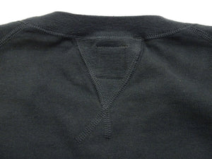 TOYS McCOY Men's Short Sleeve Raglan Sweatshirt, Garment-Dyed Loopback French Terry, V-Gusset Crewneck, Made in Japan (TMC2612  030 Garment-Dyed Washed Black)