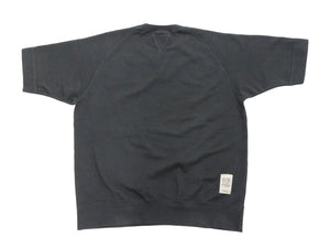 TOYS McCOY Men's Short Sleeve Raglan Sweatshirt, Garment-Dyed Loopback French Terry, V-Gusset Crewneck, Made in Japan (TMC2612  030 Garment-Dyed Washed Black)