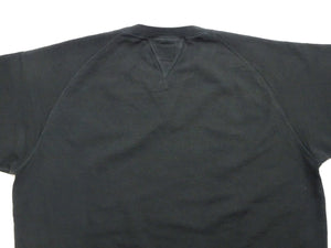 TOYS McCOY Men's Short Sleeve Raglan Sweatshirt, Garment-Dyed Loopback French Terry, V-Gusset Crewneck, Made in Japan (TMC2612  030 Garment-Dyed Washed Black)