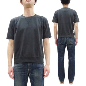 TOYS McCOY Men's Short Sleeve Raglan Sweatshirt, Garment-Dyed Loopback French Terry, V-Gusset Crewneck, Made in Japan (TMC2612  030 Garment-Dyed Washed Black)