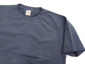 TOYS McCOY Men's Short Sleeve Raglan Sweatshirt, Garment-Dyed Loopback French Terry, V-Gusset Crewneck, Made in Japan (TMC2612  120 Garment-Dyed Washed Blue)