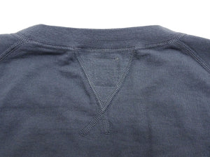 TOYS McCOY Men's Short Sleeve Raglan Sweatshirt, Garment-Dyed Loopback French Terry, V-Gusset Crewneck, Made in Japan (TMC2612  120 Garment-Dyed Washed Blue)