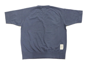 TOYS McCOY Men's Short Sleeve Raglan Sweatshirt, Garment-Dyed Loopback French Terry, V-Gusset Crewneck, Made in Japan (TMC2612  120 Garment-Dyed Washed Blue)