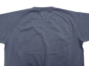 TOYS McCOY Men's Short Sleeve Raglan Sweatshirt, Garment-Dyed Loopback French Terry, V-Gusset Crewneck, Made in Japan (TMC2612  120 Garment-Dyed Washed Blue)