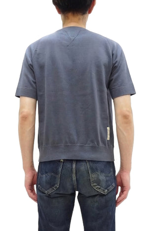 TOYS McCOY Men's Short Sleeve Raglan Sweatshirt, Garment-Dyed Loopback French Terry, V-Gusset Crewneck, Made in Japan (TMC2612  120 Garment-Dyed Washed Blue)