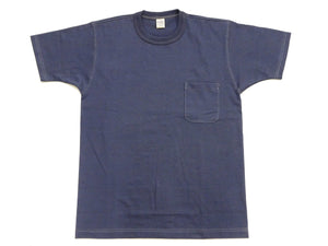 TOYS McCOY Men's Plain Short Sleeve Pocket T-Shirt - Steve McQueen Inspired, Tubular Knit Jersey, Unwashed, Made in Japan (TMC2615 120 Muted Blue)
