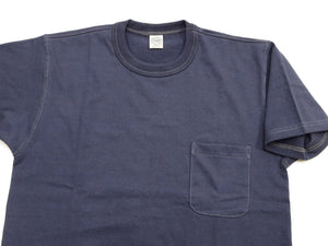 TOYS McCOY Men's Plain Short Sleeve Pocket T-Shirt - Steve McQueen Inspired, Tubular Knit Jersey, Unwashed, Made in Japan (TMC2615 120 Muted Blue)
