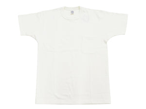 TOYS McCOY Men's Plain Short Sleeve Pocket T-Shirt - Steve McQueen Inspired, Tubular Knit Jersey, Unwashed, Made in Japan (TMC2615 011 Soft Off-White)